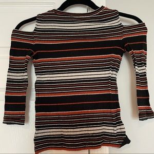 Open-shoulder fitted striped top from We The Free